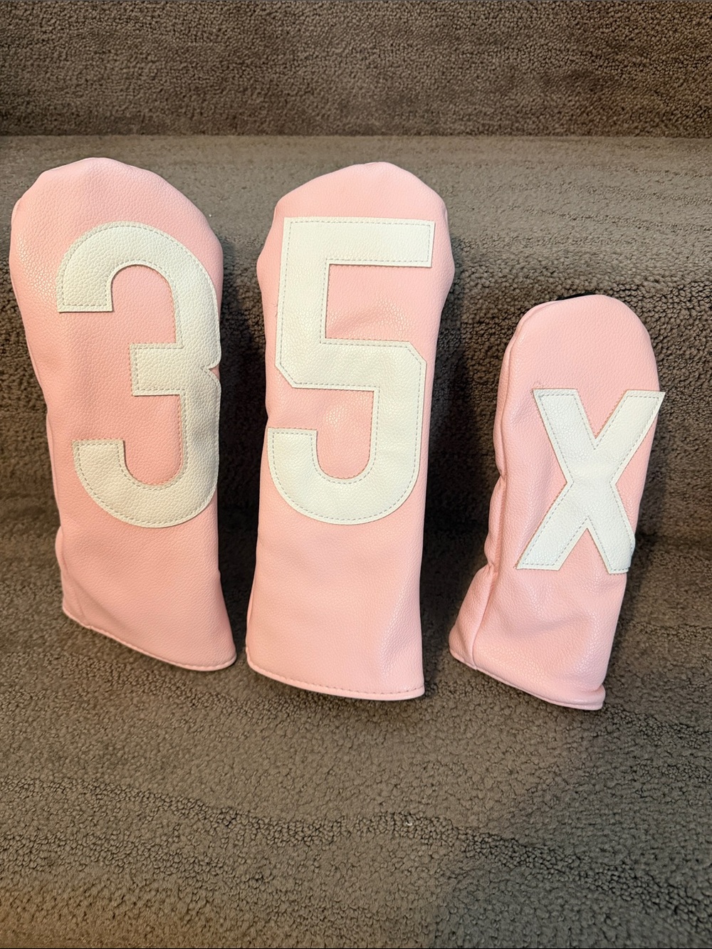 Pink Numbered Golf Headcovers Set - 3, 5, X